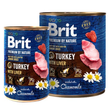 Brit Premium By Nature Turkey & Liver Junior puszka 400g