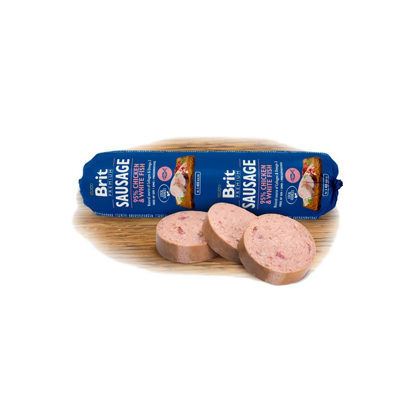 Brit Premium Sausage Chicken & White Fish 800g