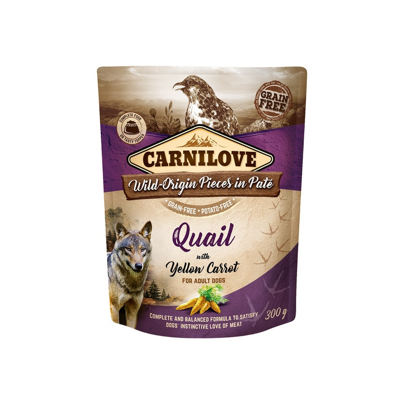 Carnilove Dog Quail & Yellow Carrot - przepiórka i żółta marchew saszetka 300g