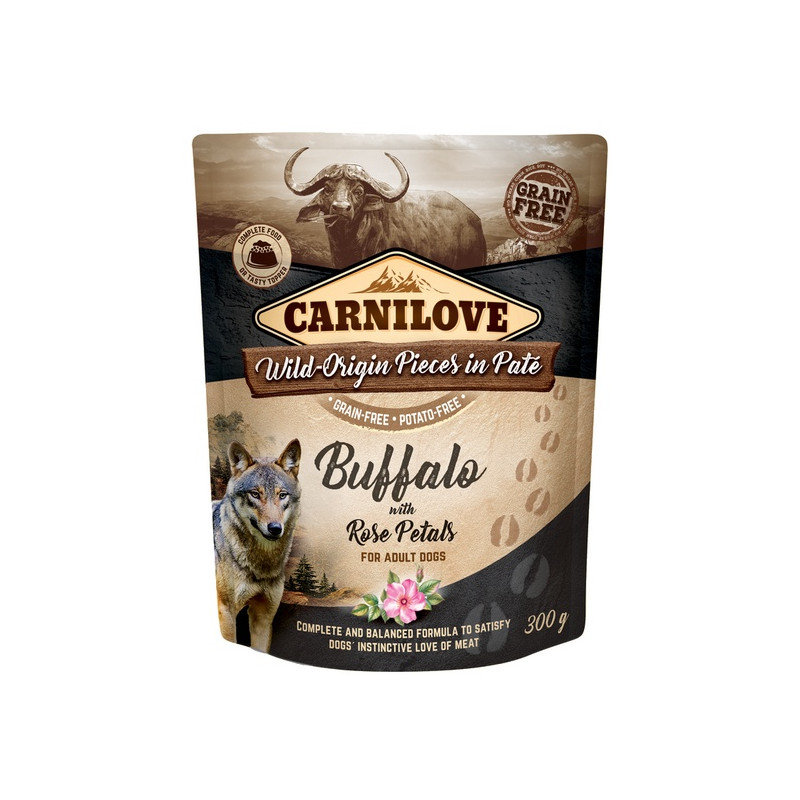 Carnilove Dog Buffalo & Rose Petals - bawół i płatki róży saszetka 300g