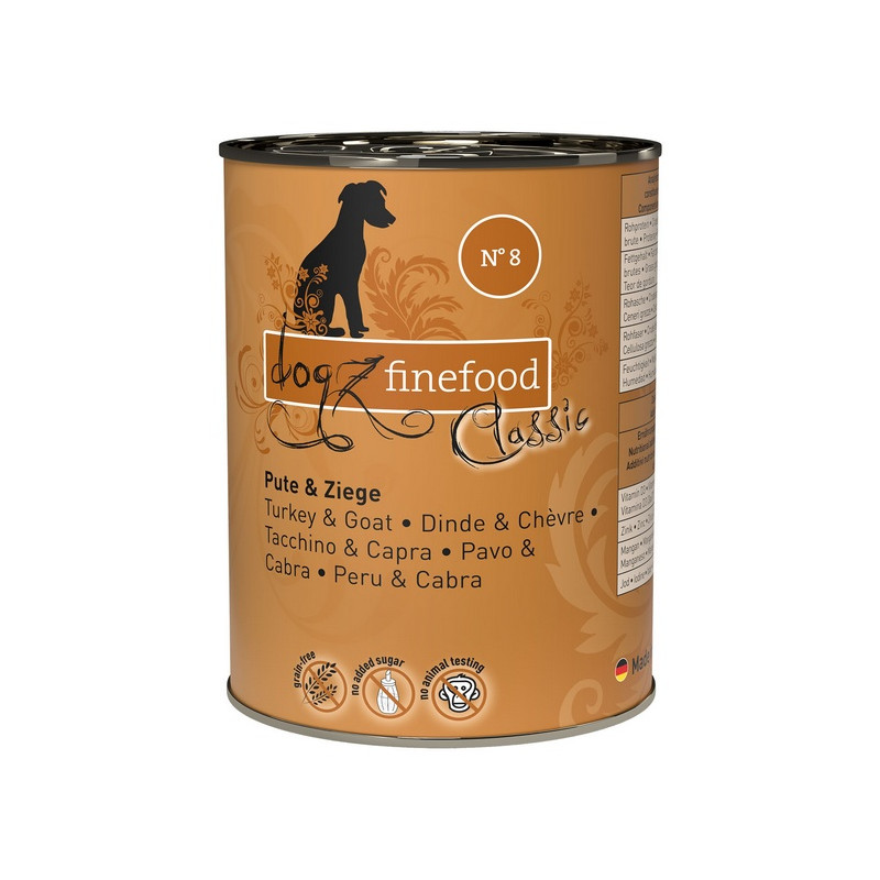 Dogz Finefood Classic N.08 Indyk i koza puszka 400g