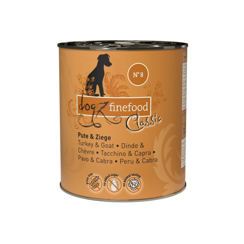 Dogz Finefood Classic N.08 Indyk i koza puszka 800g