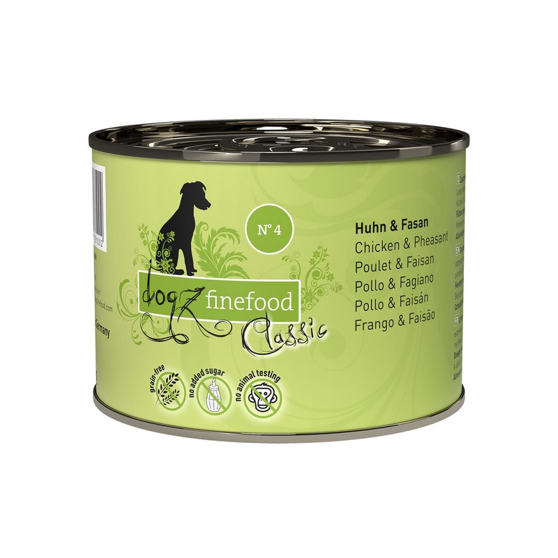 Dogz Finefood Classic N.04 Kurczak i bażant puszka 200g