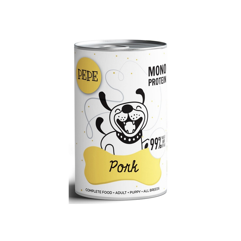 Paka Zwierzaka PEPE Pork (wieprzowina) puszka 400g