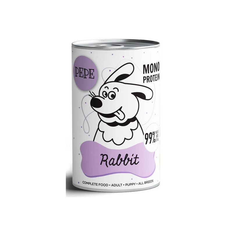 Paka Zwierzaka PEPE Rabbit (królik) puszka 400g