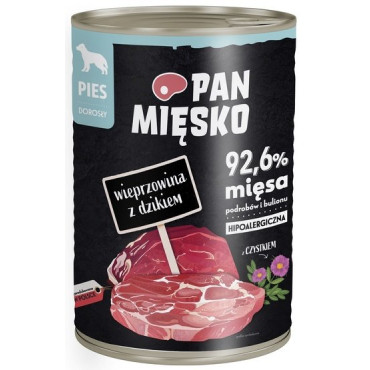 Pan Mięsko Karma mokra dla psa Wieprzowina z dzikiem puszka 400g