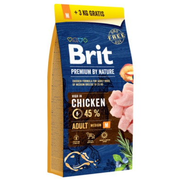 Brit Premium By Nature Adult M Medium 18kg (15+3kg gratis)