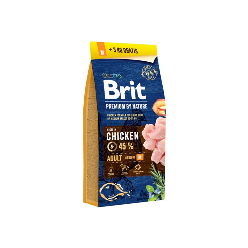 Brit Premium By Nature Adult M Medium 18kg (15+3kg gratis)