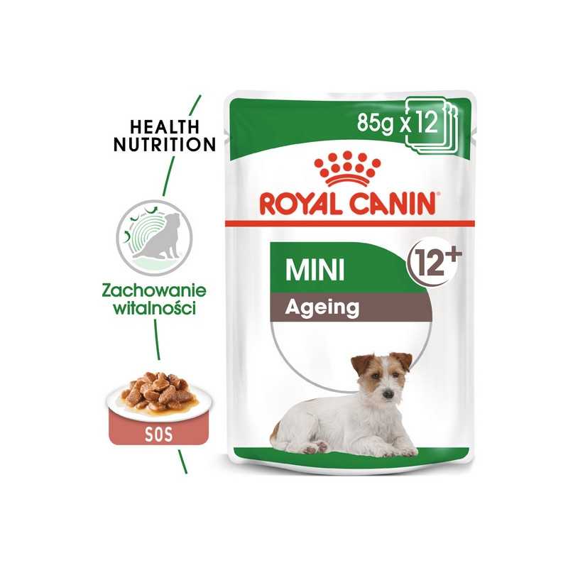 Royal Canin Mini Ageing 12+ karma mokra w sosie dla psów dojrzałych po 12 roku życia, ras małych saszetka 85g