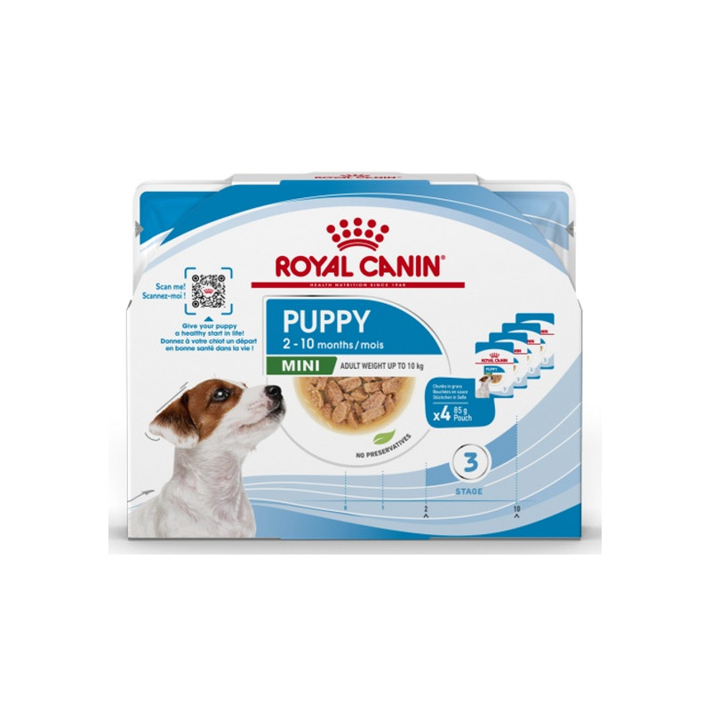 Royal Canin Mini Puppy karma mokra w sosie dla szczeniąt, od 2 do 10 miesiąca życia, ras małych saszetki 4x85g