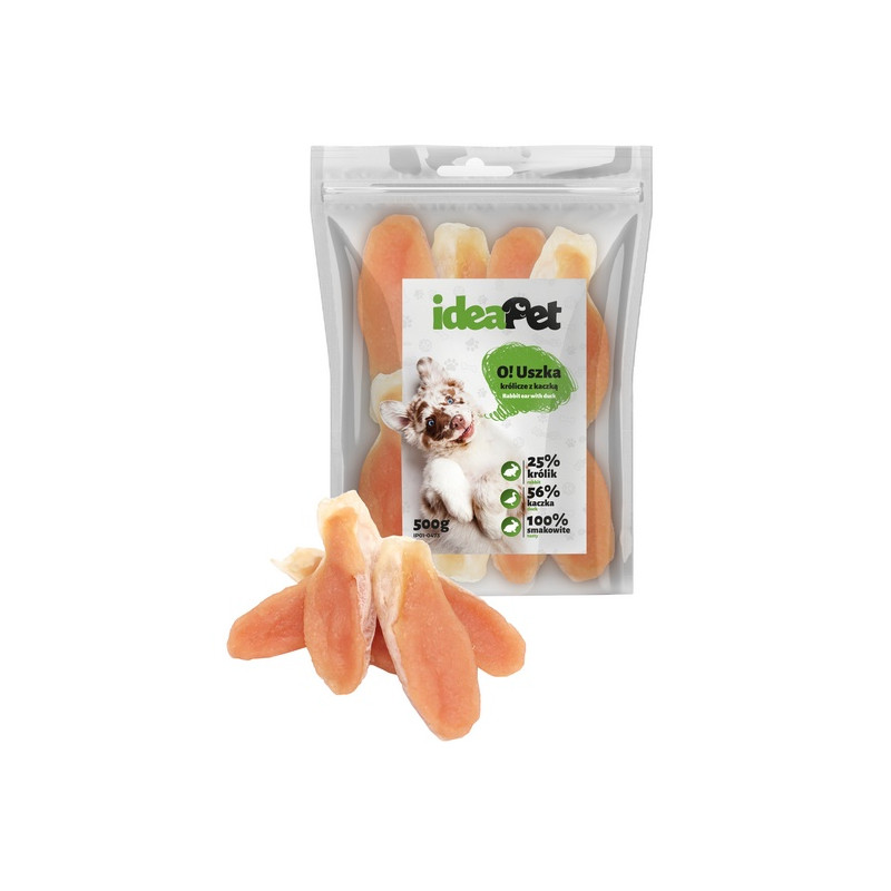 IdeaPet Uszka królicze z kaczką 500g