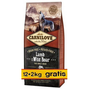 Carnilove Dog Lamb & Wild Boar Adult - jagnię i dzik 14kg (12+2kg gratis)