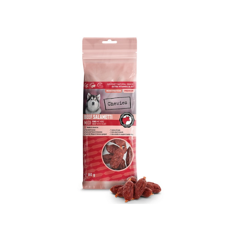 Chewies Beef Salametti Midi wołowina z sercami 80g