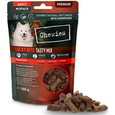 Chewies Lucky Bits Adult Tasty Mix - konina & struś & kurczak & jeleń 100g