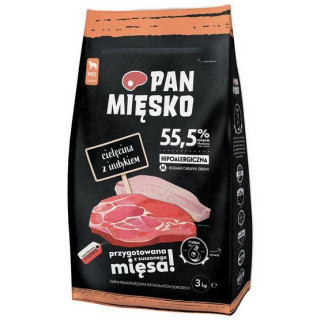 Pan Mięsko Karma sucha dla psa - cielęcina i indyk chrupki M 3kg