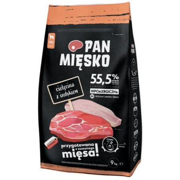 Pan Mięsko Karma sucha dla psa - cielęcina i indyk chrupki M 9kg