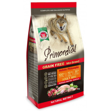 Primordial Dog Grain Free Mini Adult Quail & Duck 2kg