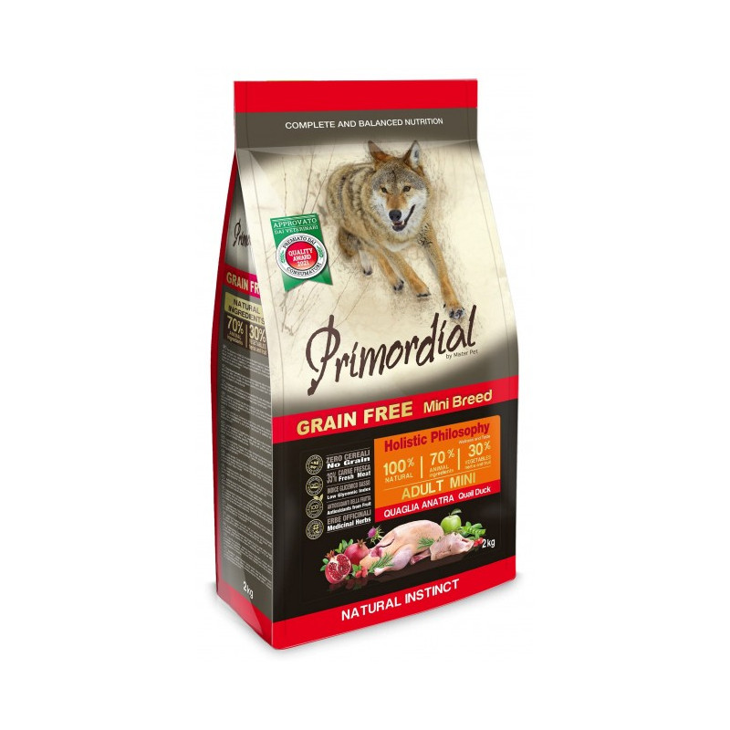 Primordial Dog Grain Free Mini Adult Quail & Duck 2kg