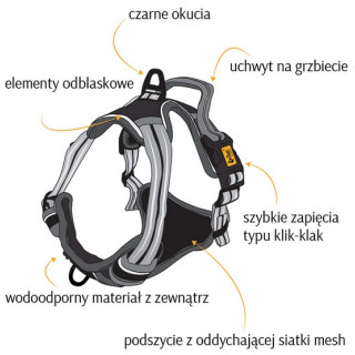 Dingo Szelki bezuciskowe Dynamic XS czarne